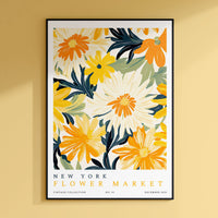 a picture of a flower market poster hanging on a wall