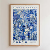 The image is a framed poster of a floral design with the text "FLOWER MARKET TOKYO" and "PETITE FLUER POUR TES FEUMS GALLERY COLLECTION" printed on it.