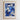 The image is a framed poster of a floral design with blue and white colors, featuring various flowers and plants.