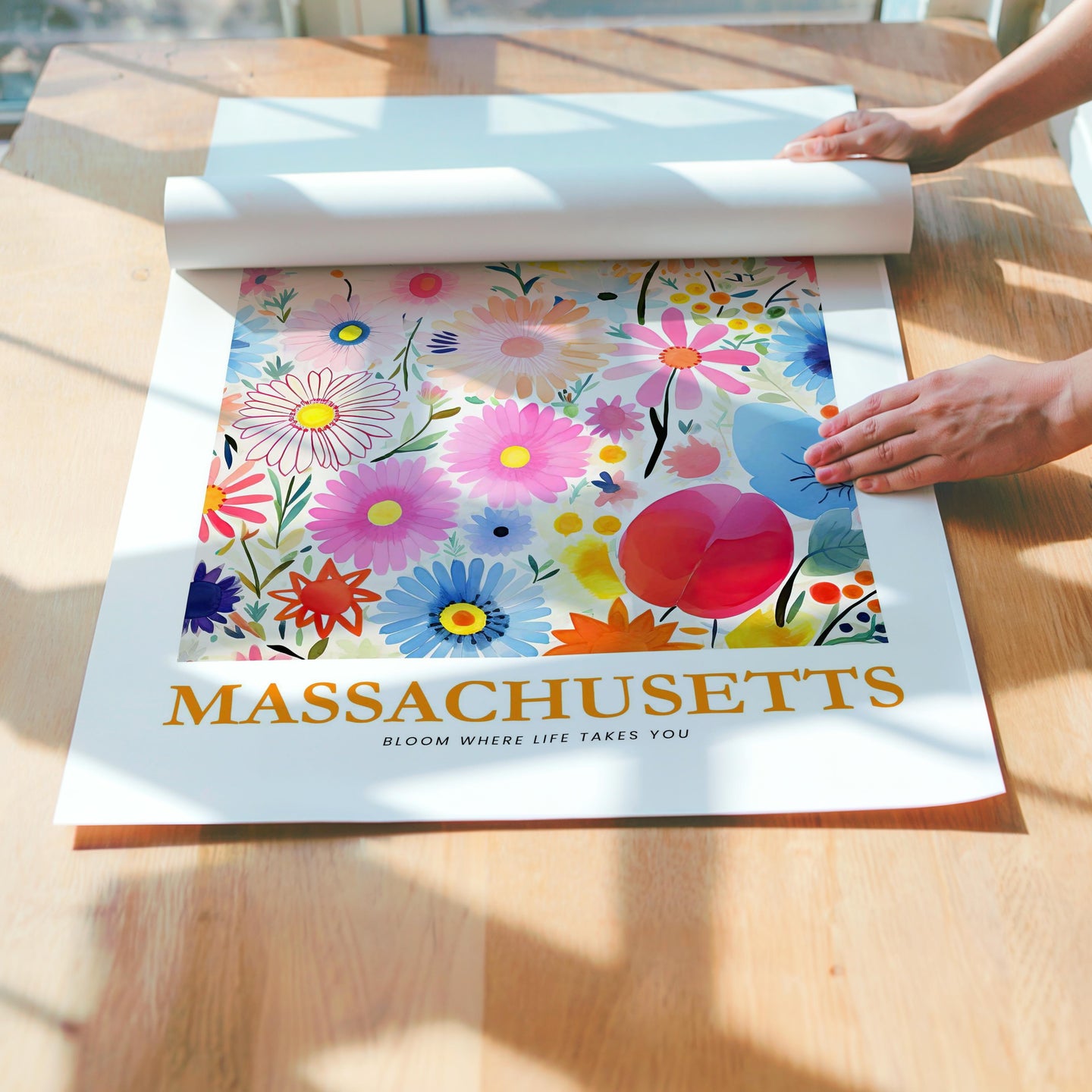 Massachusetts Flower Poster