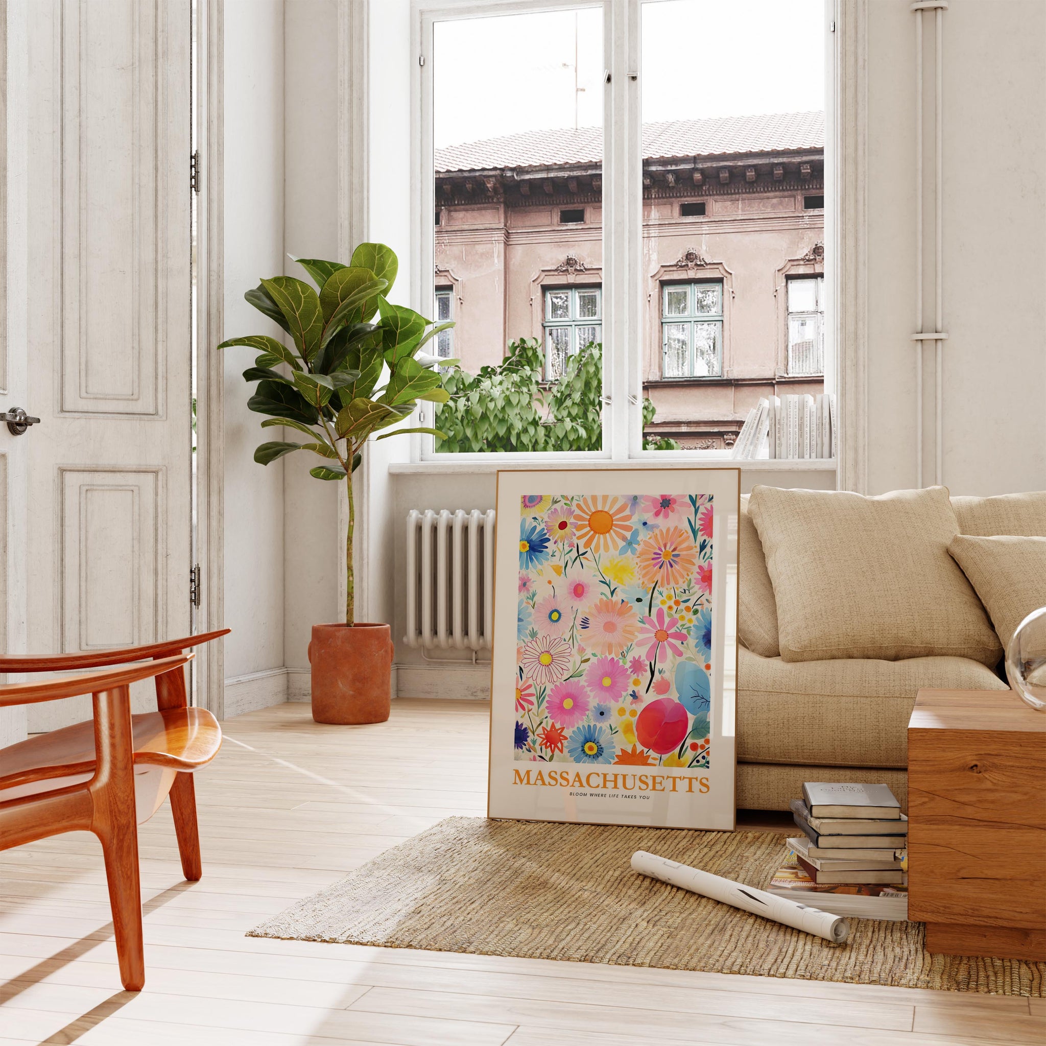 Massachusetts Flower Poster