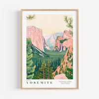 The image is a framed poster depicting the scenic beauty of Yosemite National Park in California, USA.