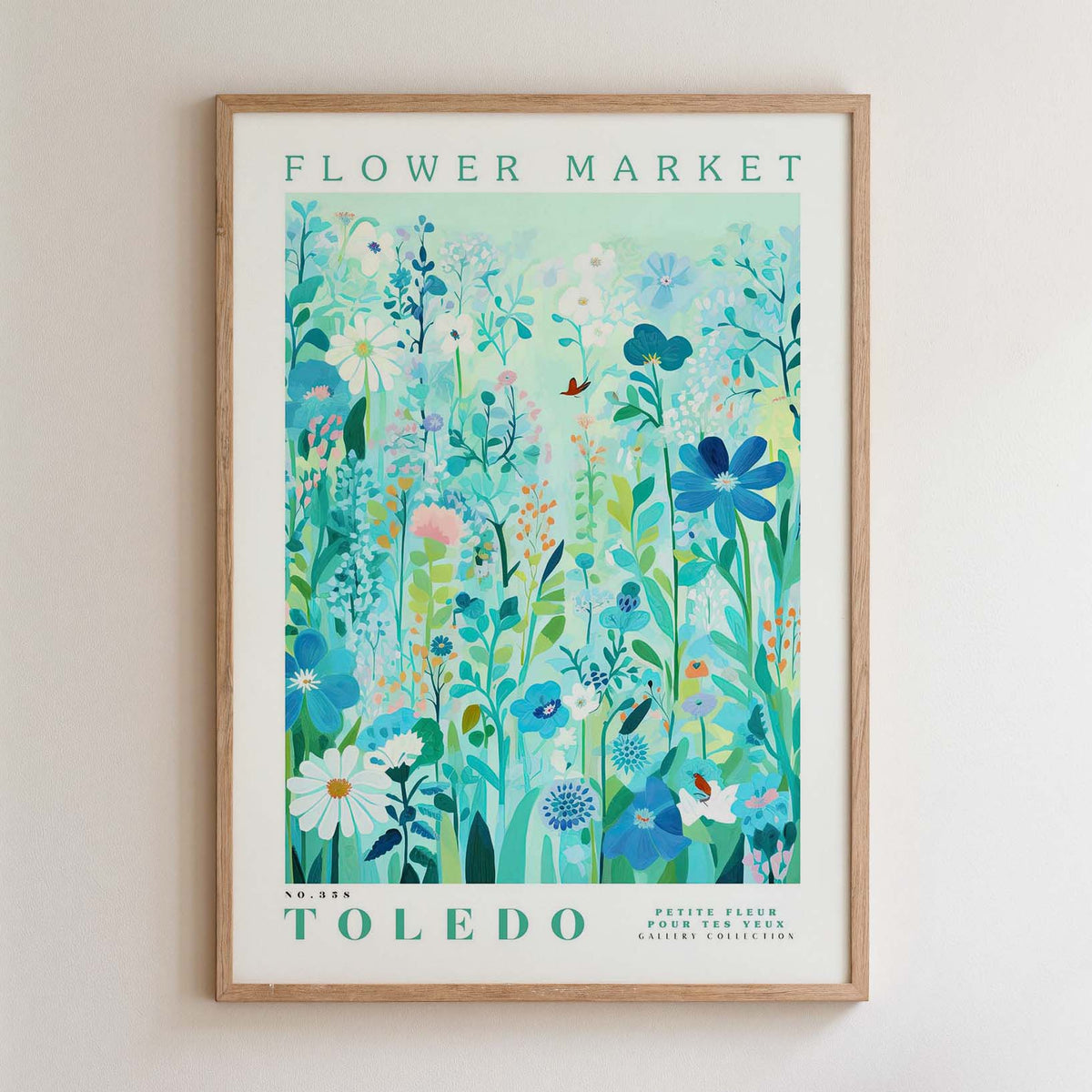 The image is a framed poster of a flower market in Toledo, Ohio.
