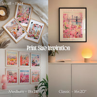 The image is a collage of four different print sizes and styles, including a small print size of 11x14, a medium print size of 18x24, a classic print size of 16x20, and a small print size of 18x24.