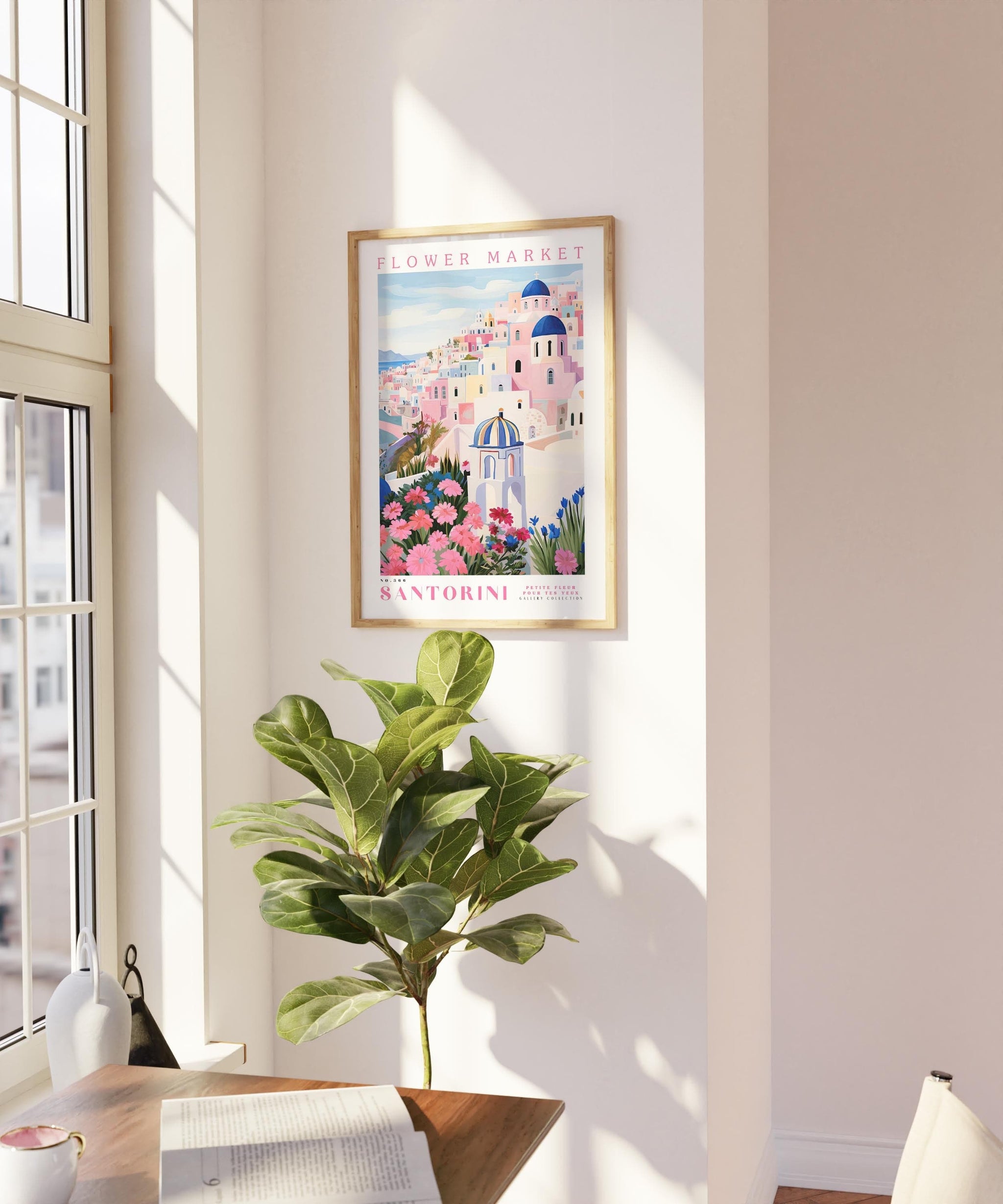 Santorini Flower Poster