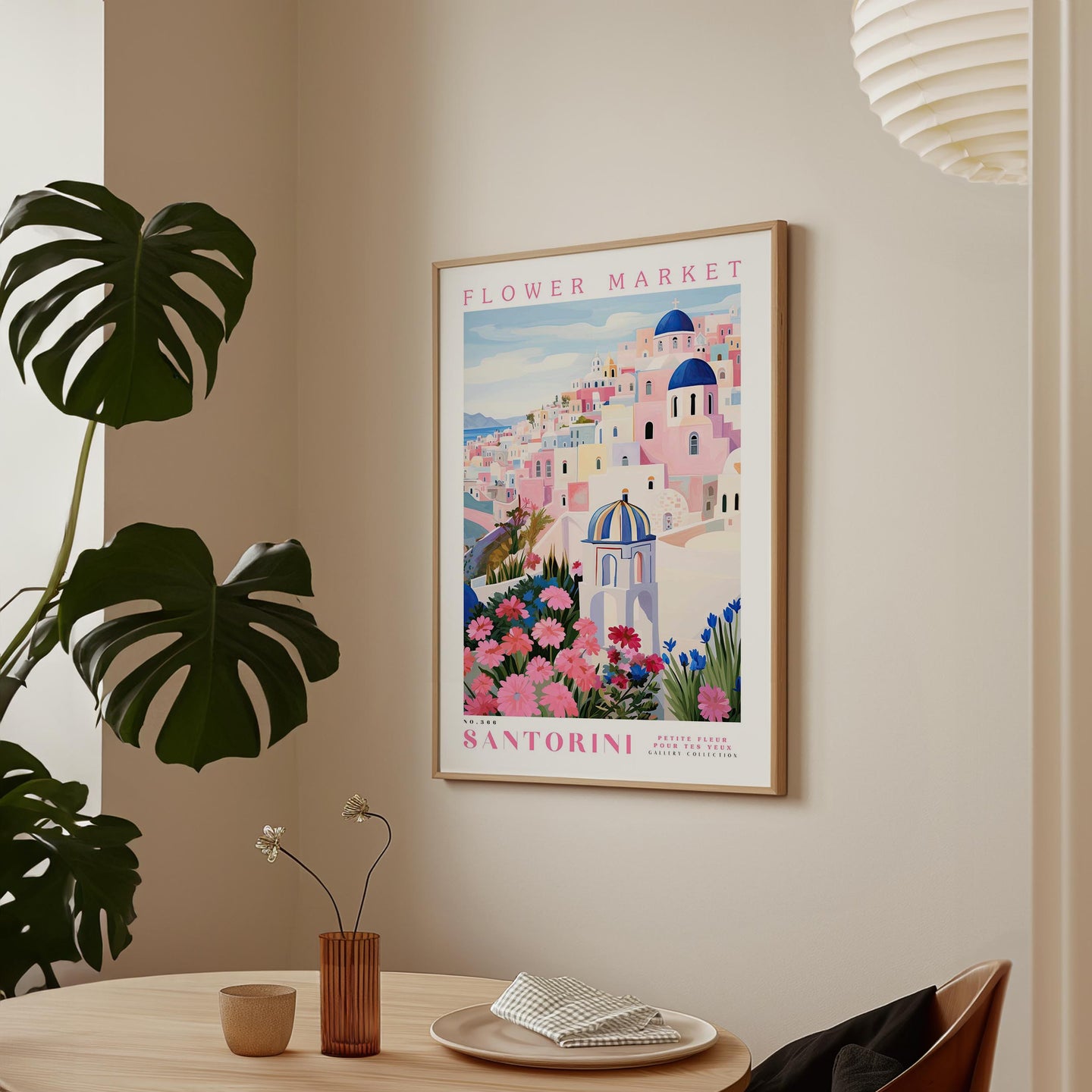 Santorini Flower Market Art Print