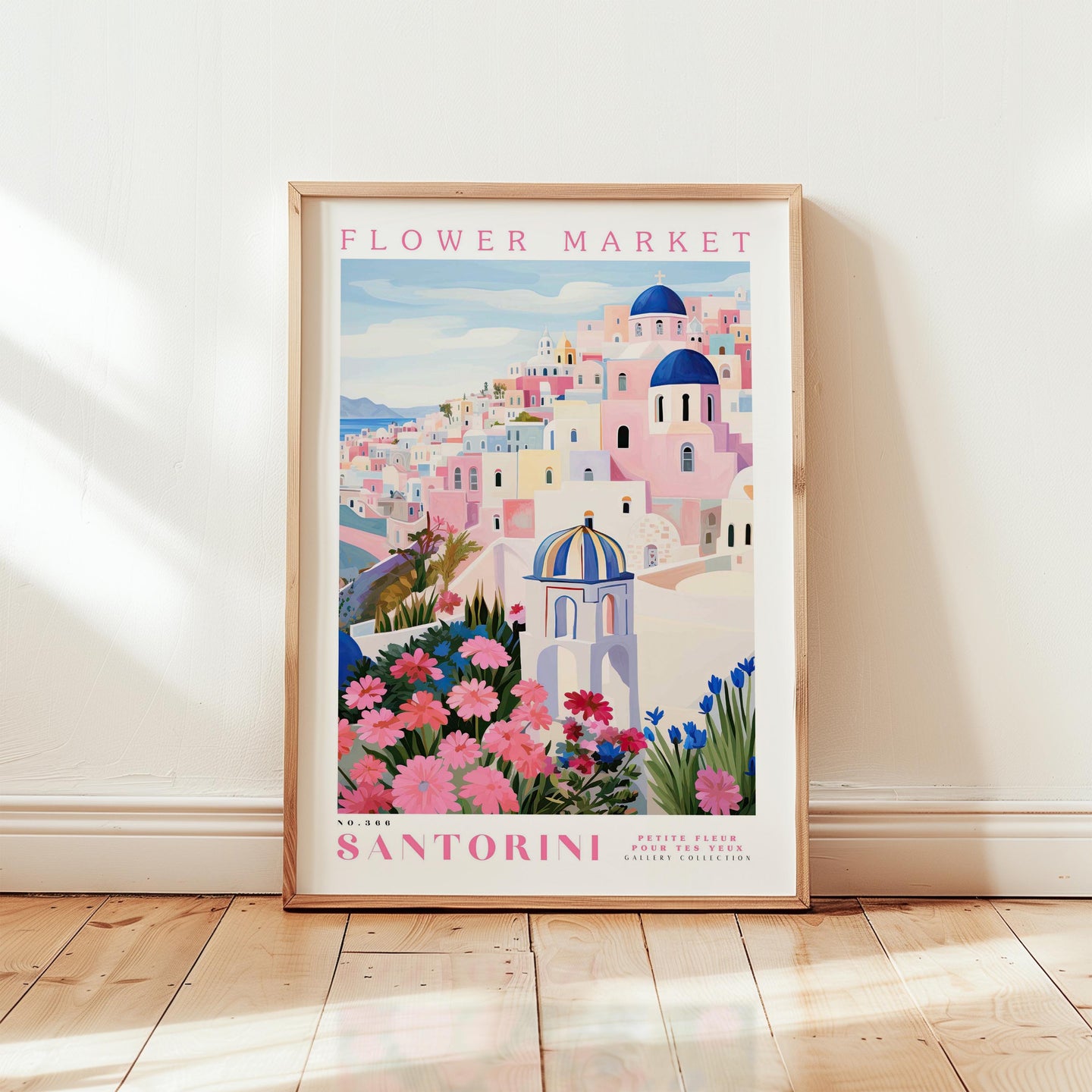 Santorini Flower Market Art Print