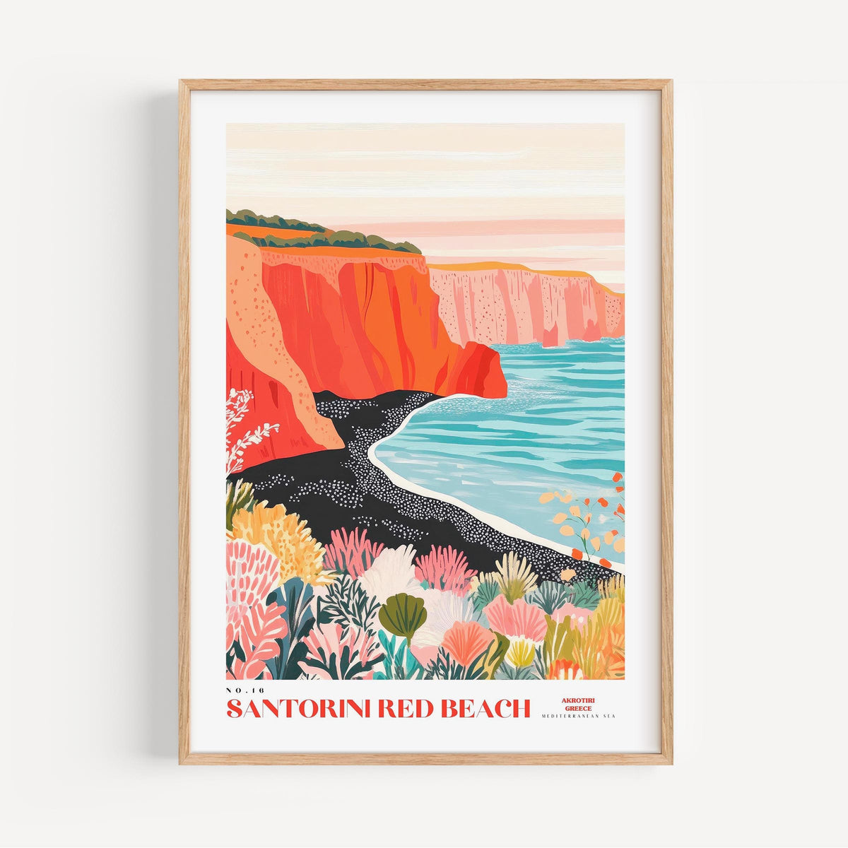 Santorini Red Beach Poster