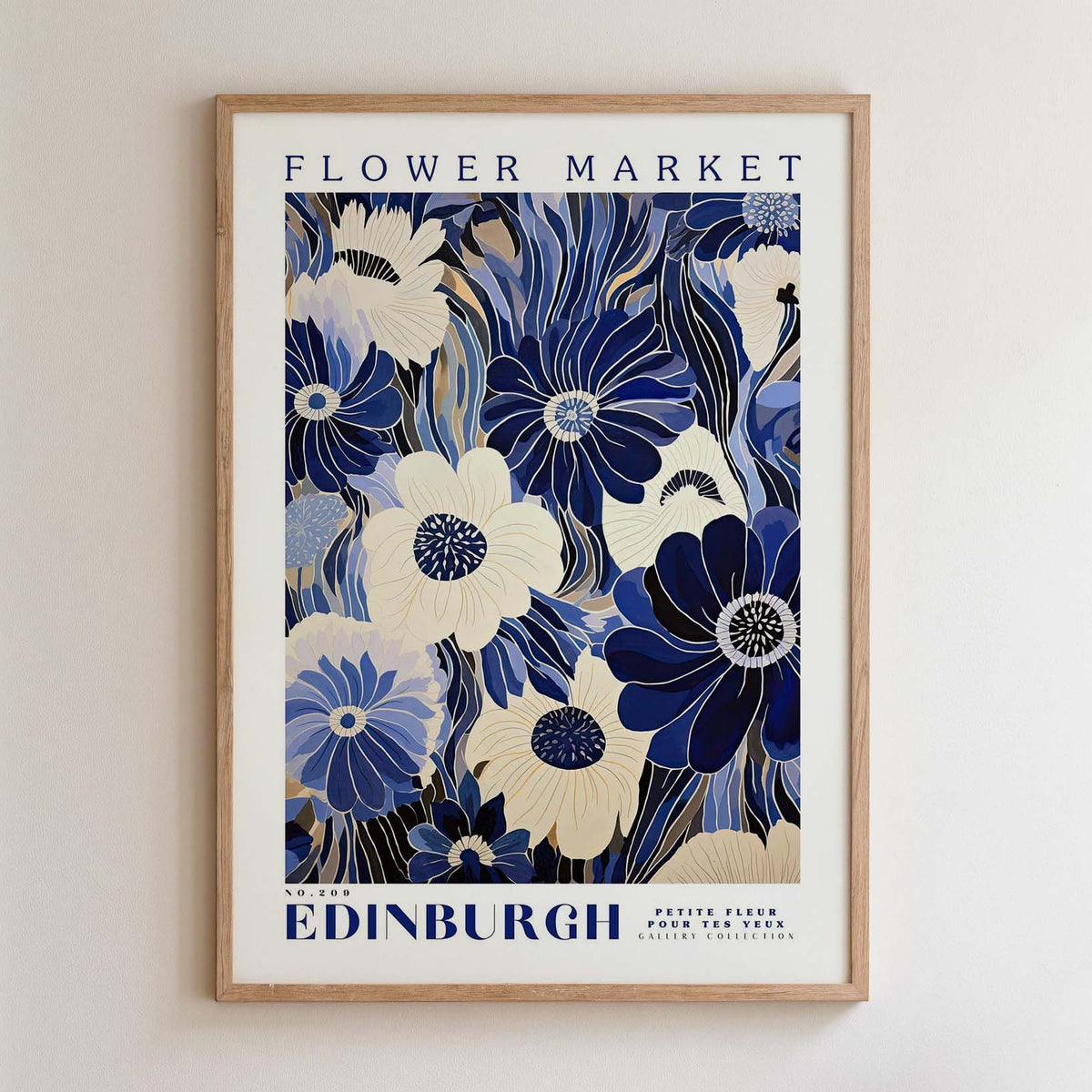 The image is a framed poster advertising a flower market in Edinburgh.