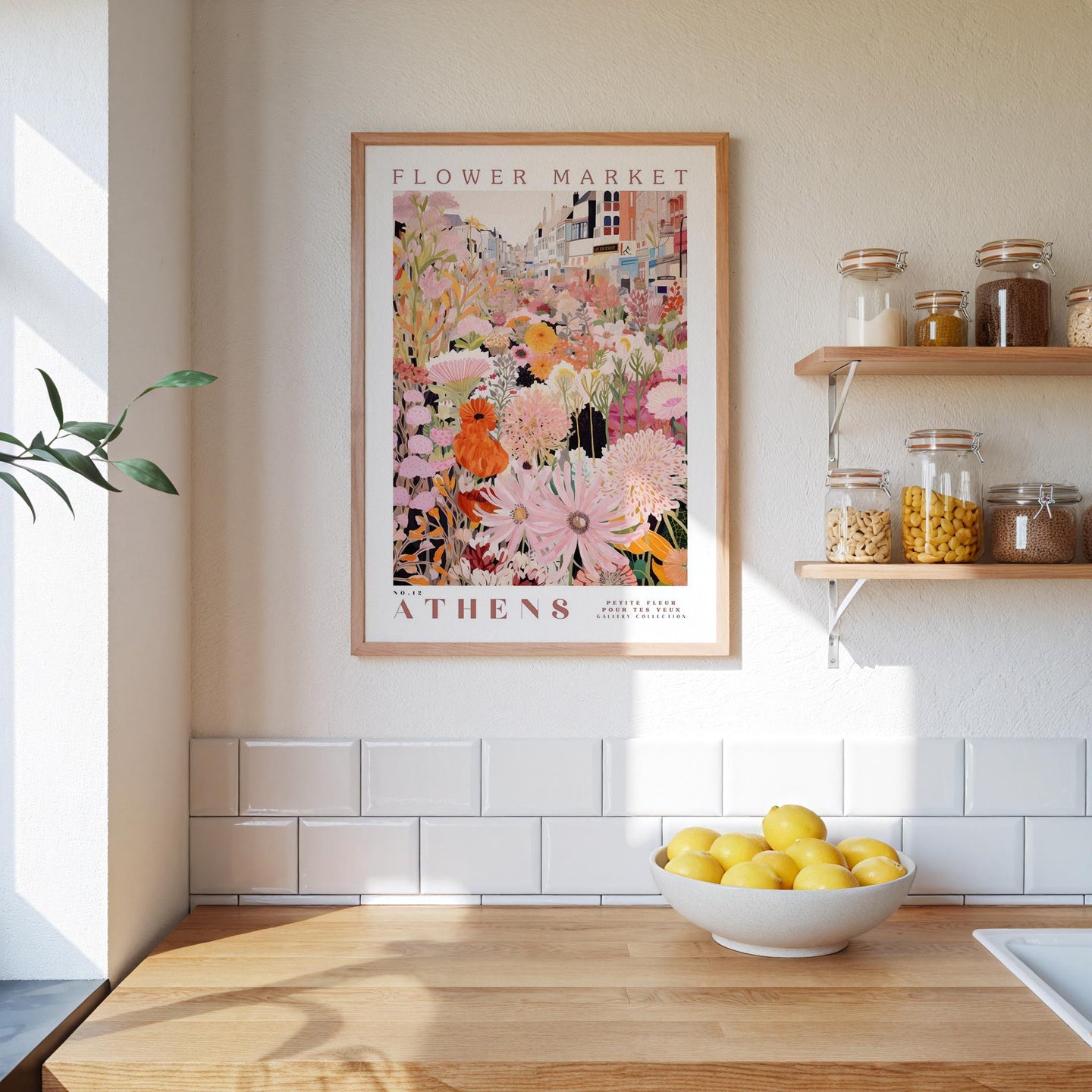 Athens Flower Market Poster Pink - Posters - Flower Poster