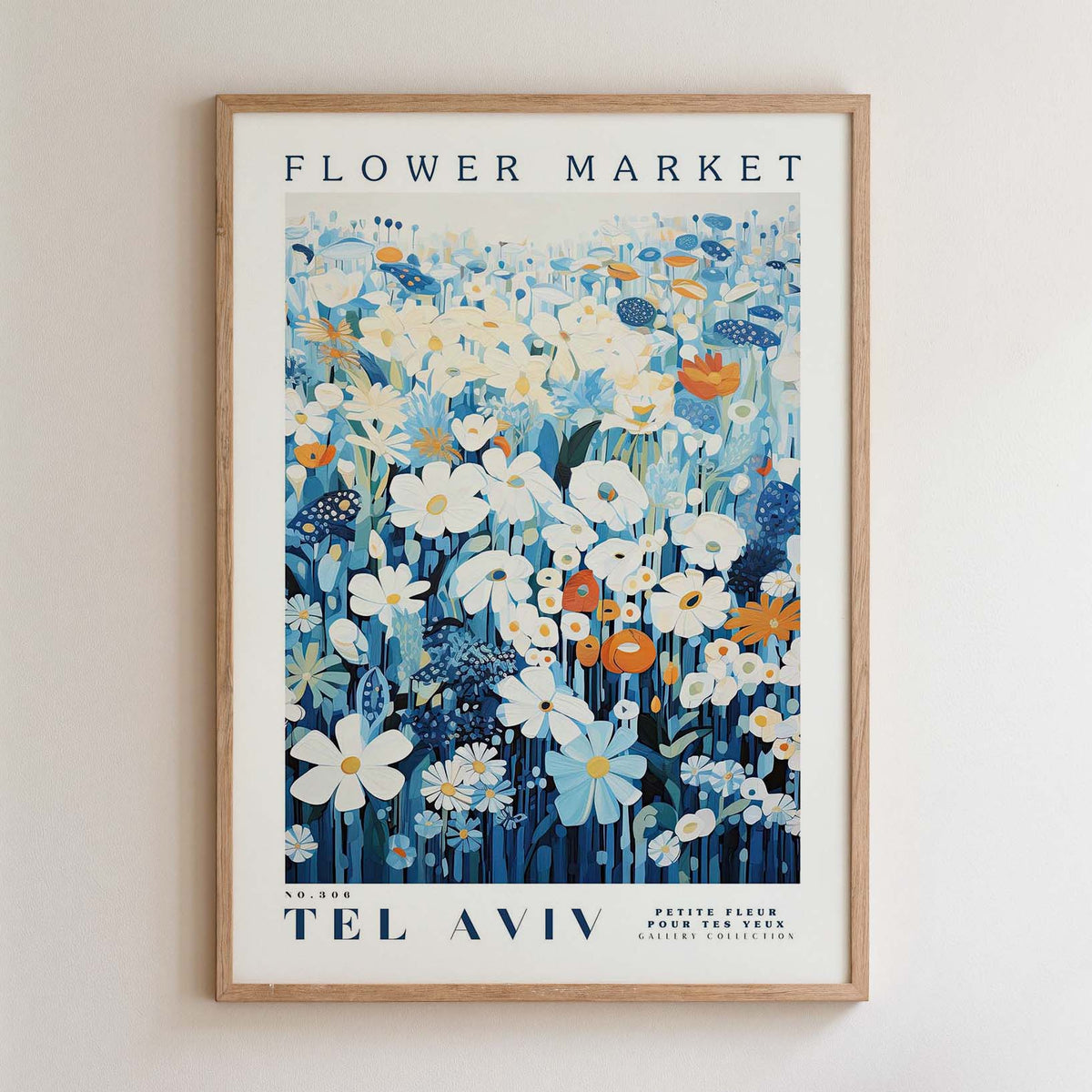 The image is a framed poster depicting a vibrant and colorful floral arrangement.