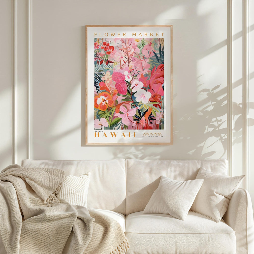 Hawaii Flower Market Poster - Posters - Flower Poster