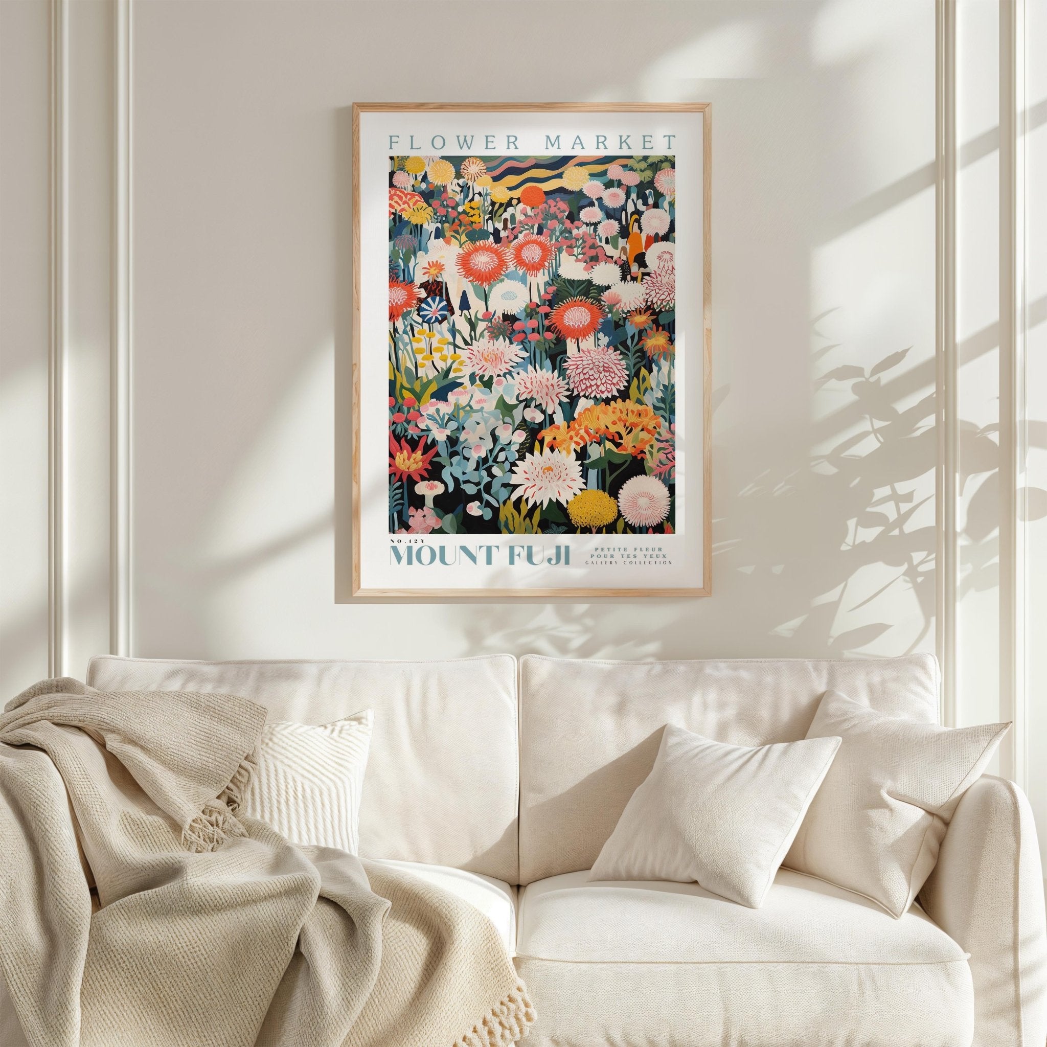Mount Fuji Flower Market Poster - Posters - Flower Poster
