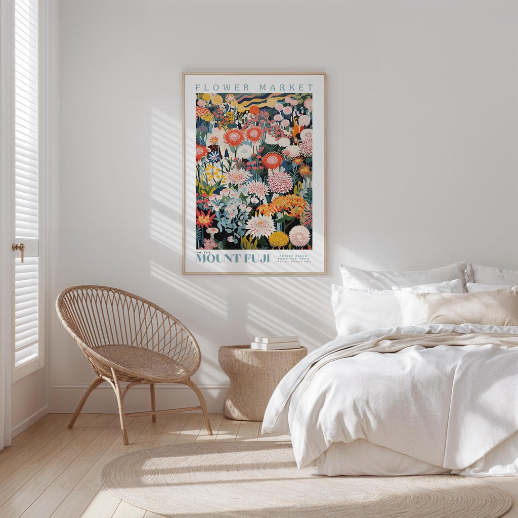 Mount Fuji Flower Market Poster - Posters - Flower Poster
