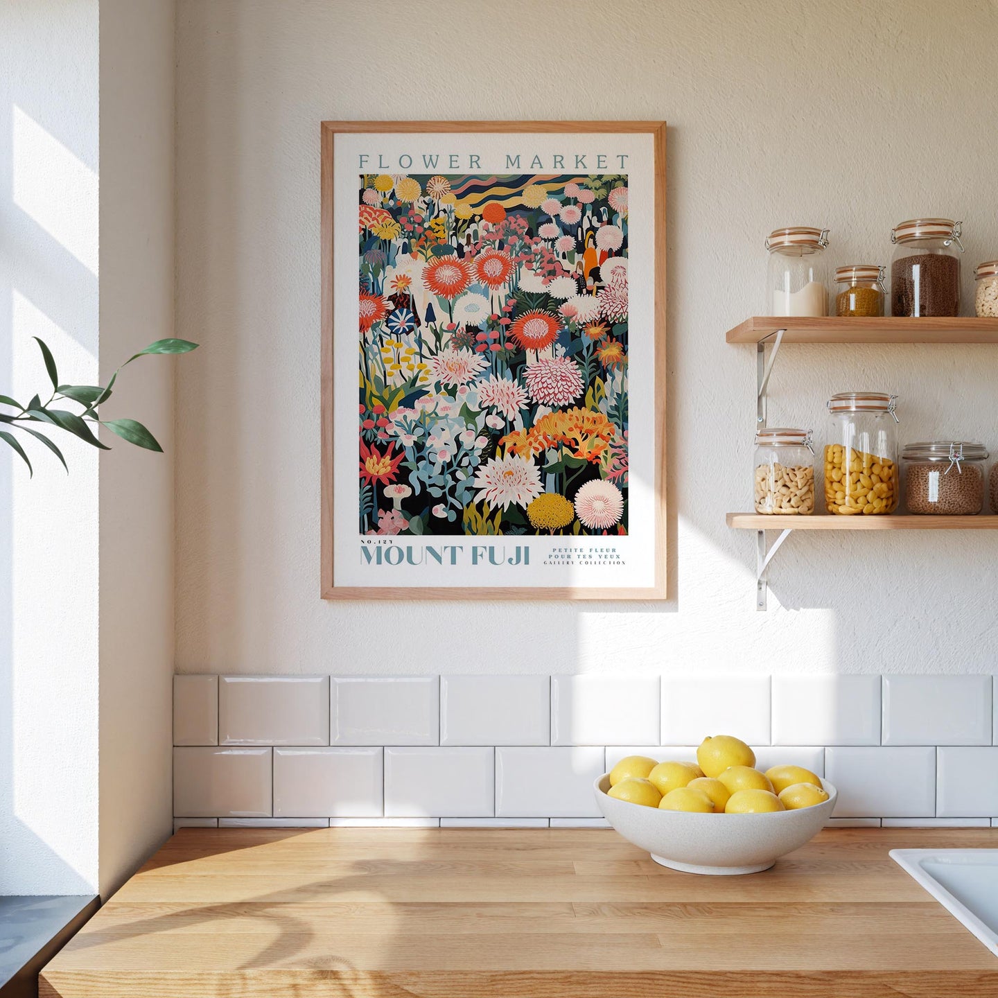 Mount Fuji Flower Market Poster - Posters - Flower Poster