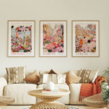 Pink Flower Market - Pack of 3 - Athens, Florence, Copenhagen - Posters - Flower Poster