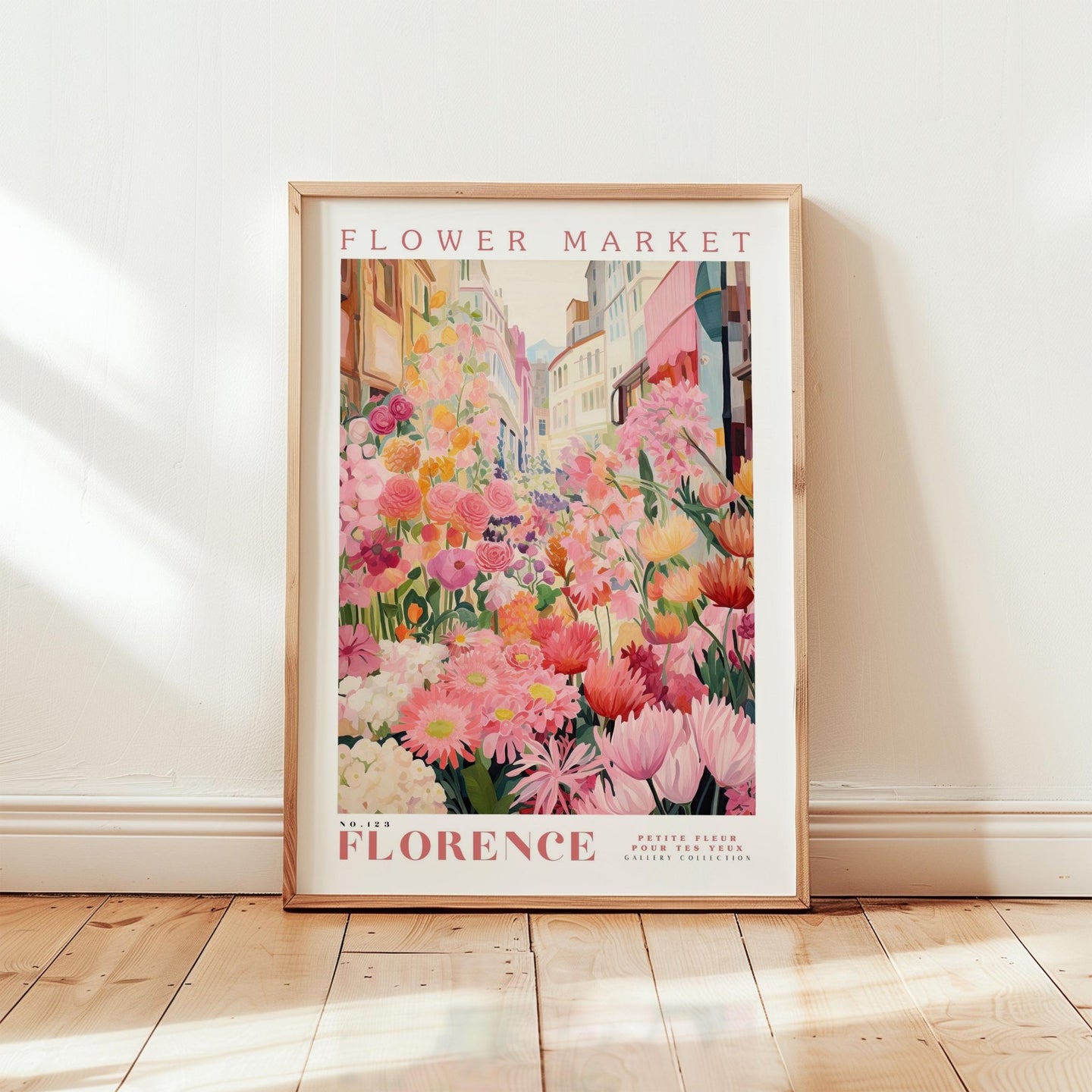 Pink Flower Market - Pack of 3 - Athens, Florence, Copenhagen - Posters - Flower Poster