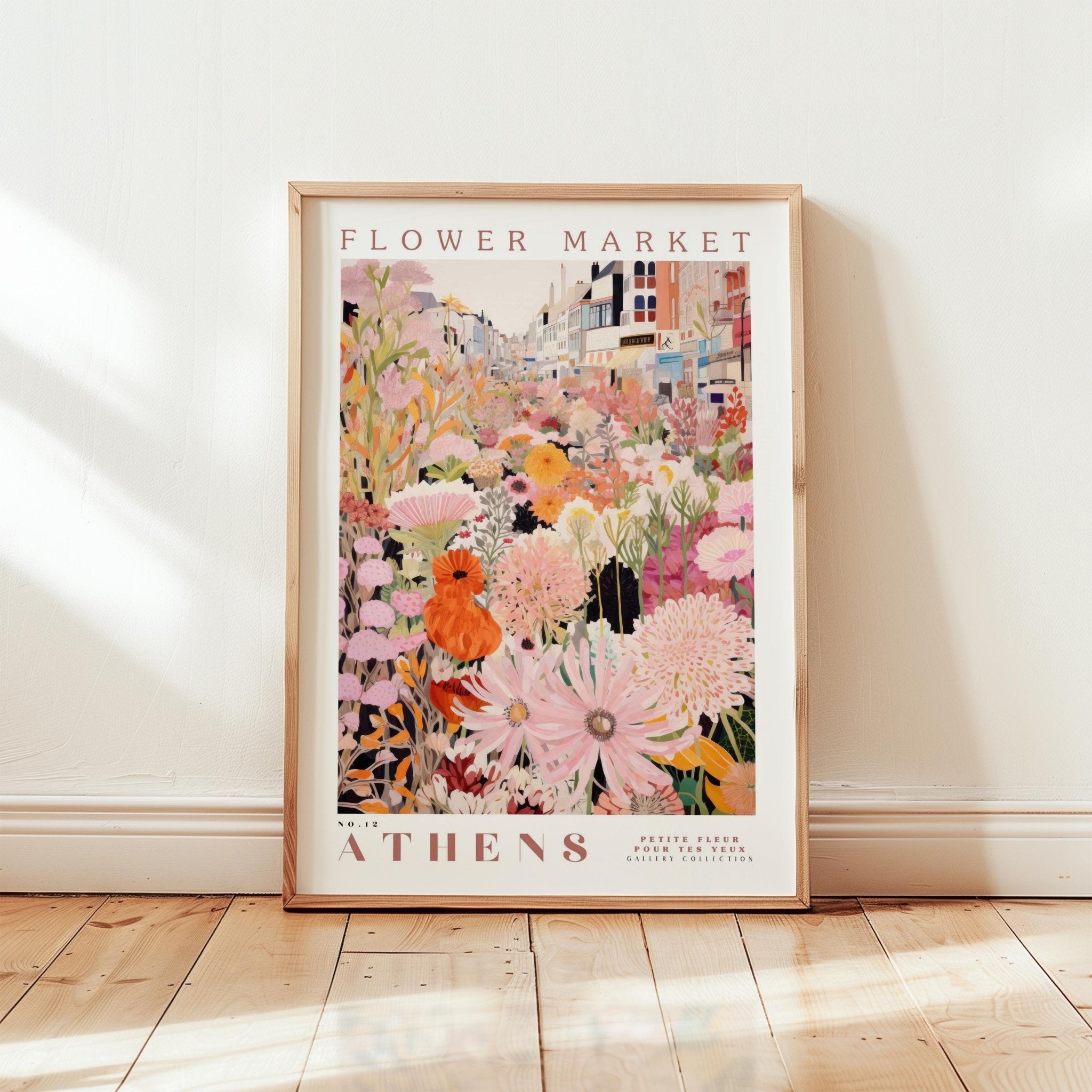 Pink Flower Market - Pack of 3 - Athens, Florence, Copenhagen - Posters - Flower Poster