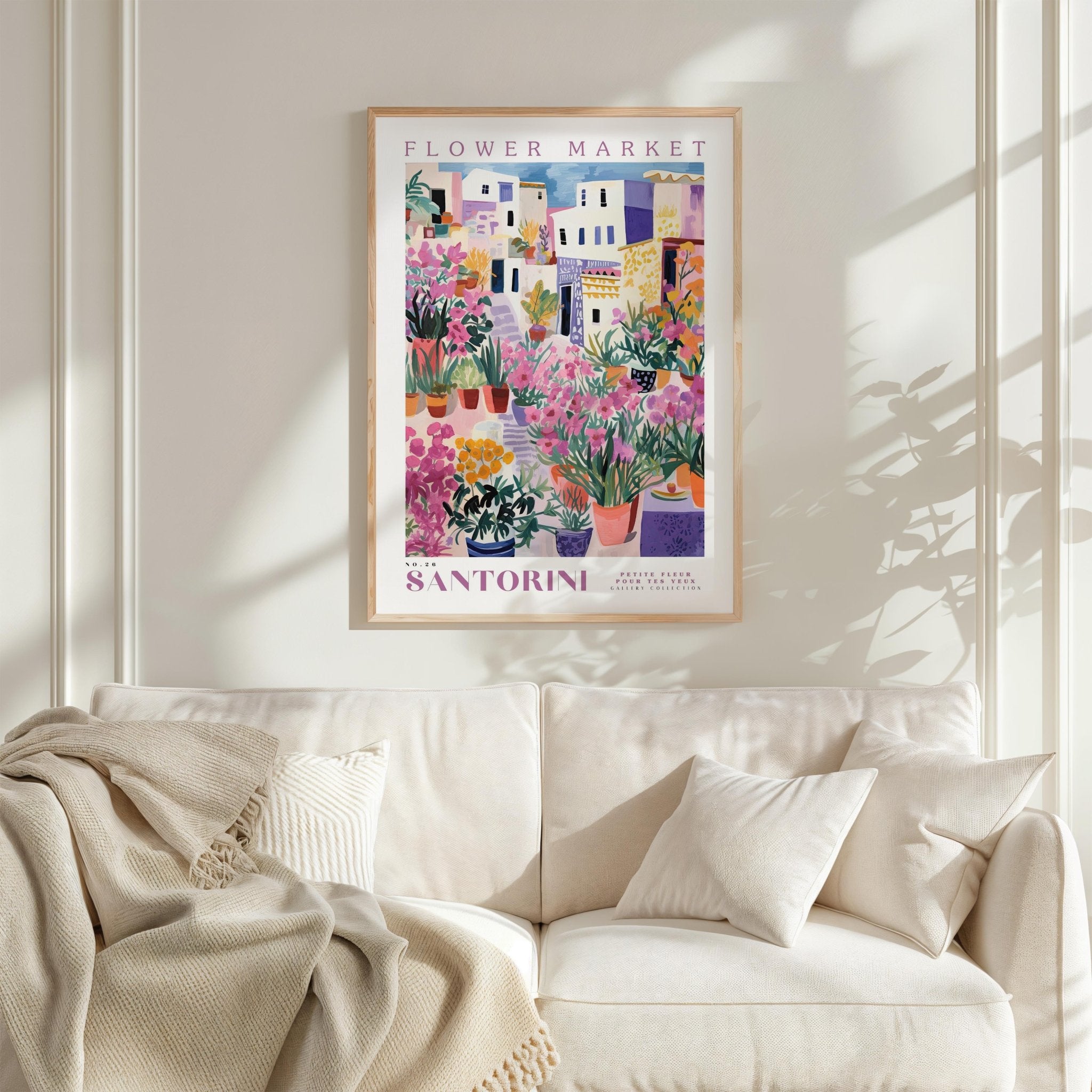 Santorini Flower Market Poster - Posters - Flower Poster
