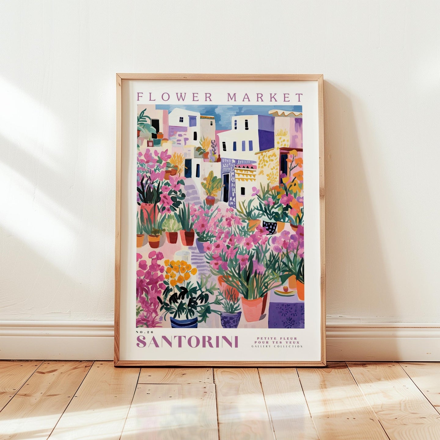 Santorini Flower Market Poster - Posters - Flower Poster
