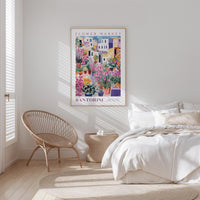 Santorini Flower Market Poster - Posters - Flower Poster